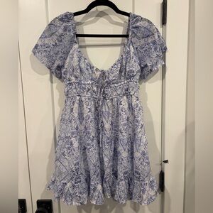 Floral Blue and White Dress